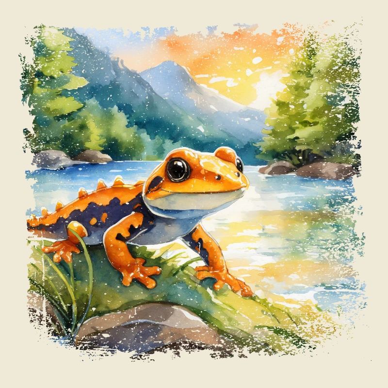 Cute young fire salamander
