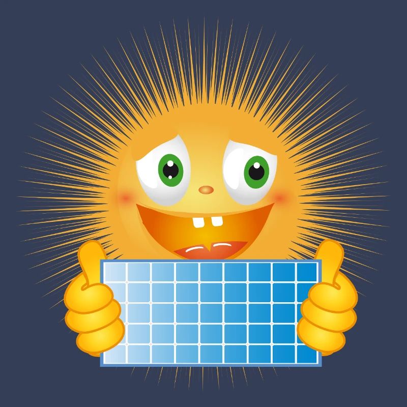 Bright sun with solar panel