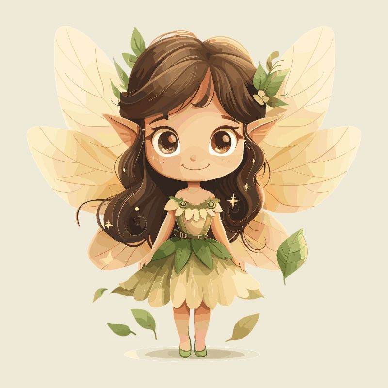 Fille fée en robe de feuille