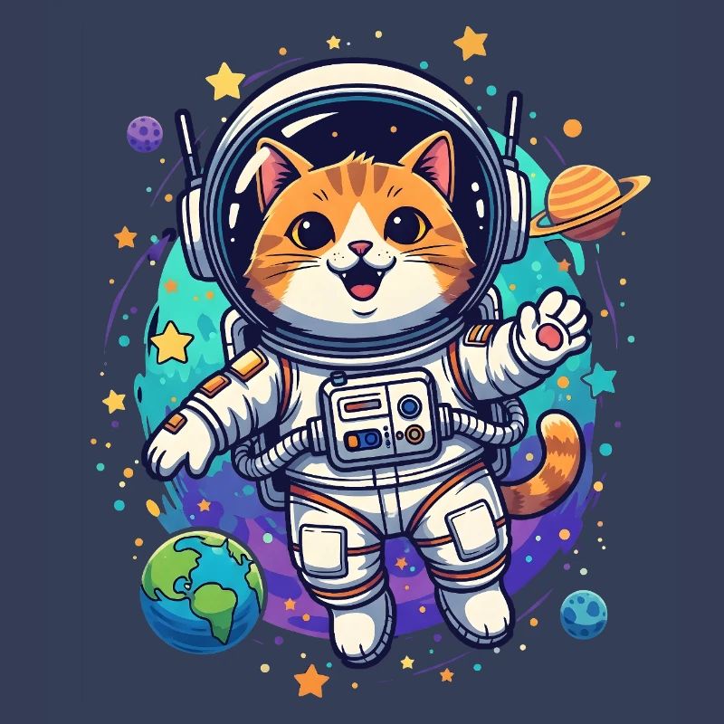 Chat astronaute dans l’espace