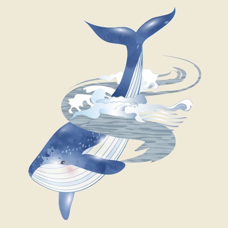 poisson rorqual bleu dans l’océan avec aileron de baleine