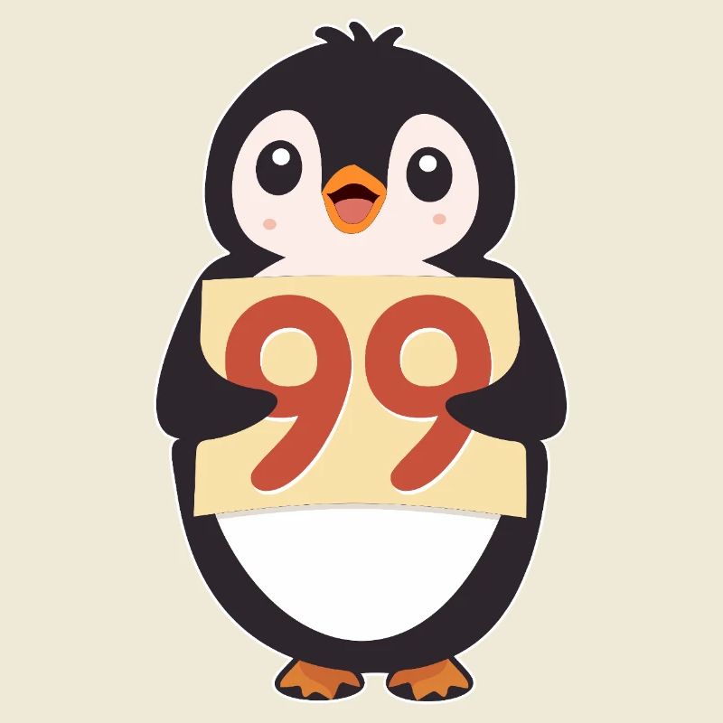 Penguin 99 Countdown-Schild