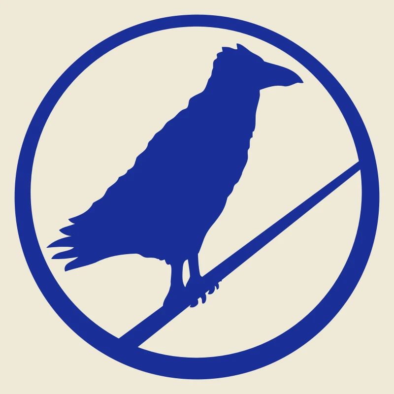 Raven Sitting Forbidden Rod Rope Sign Note
