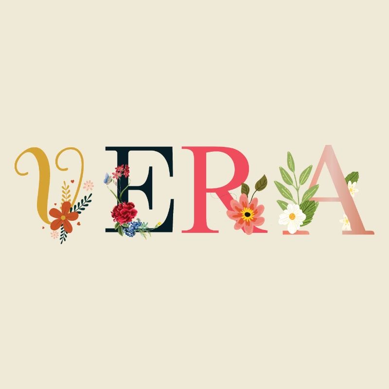 Le nom VERA est décoré de fleurs