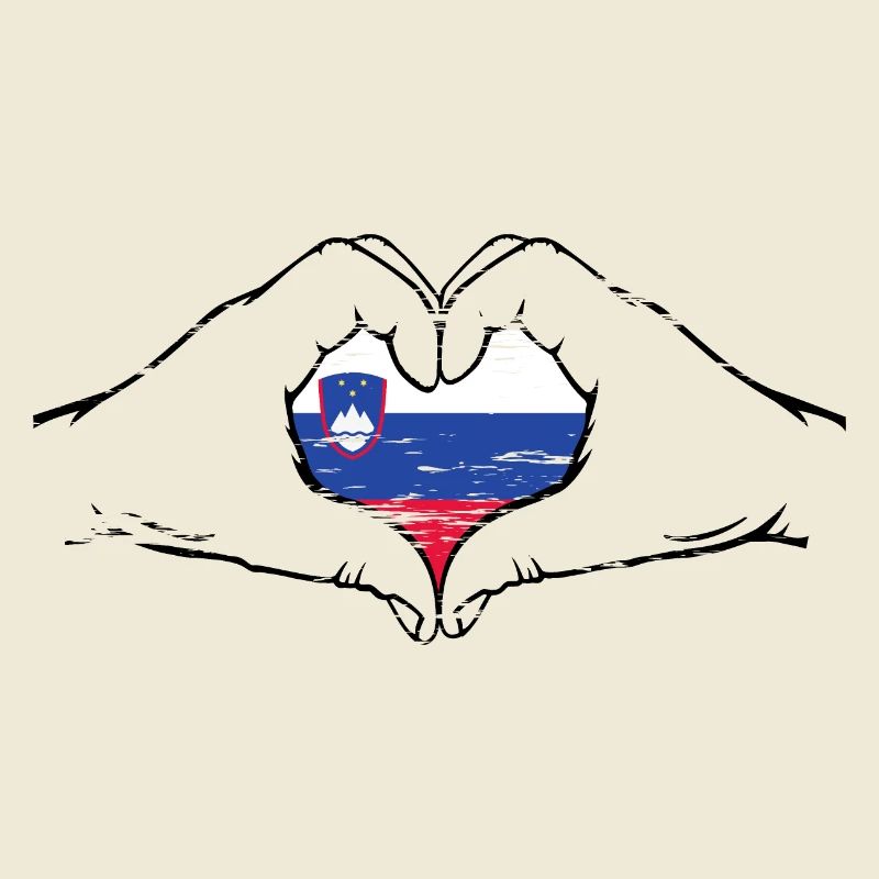 Drapeau de la Slovénie en forme de coeur utilisé