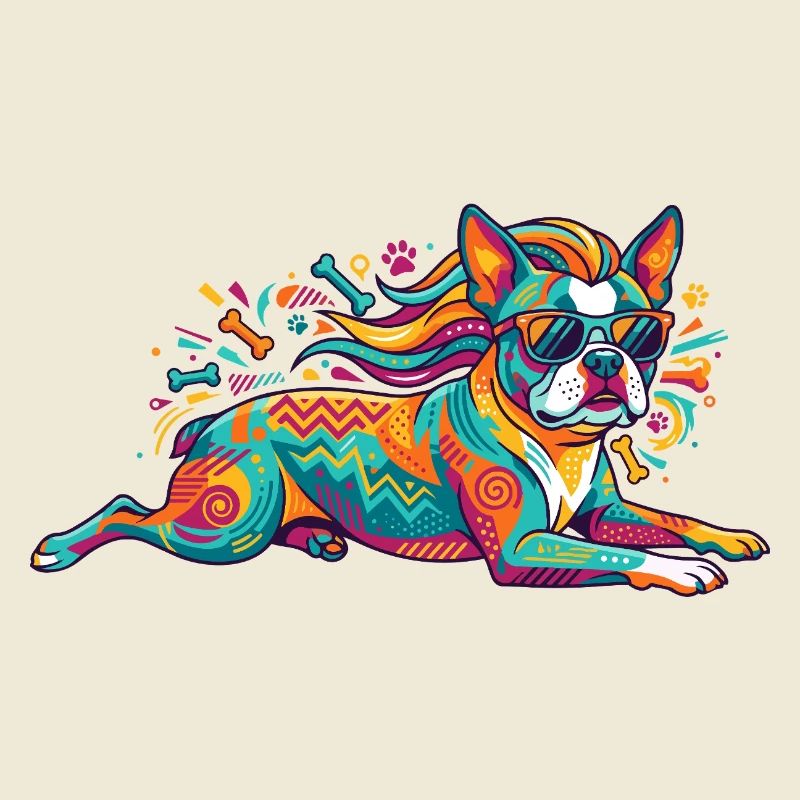 Mode bouledogue de chien avec lunettes de soleil explosion de couleurs
