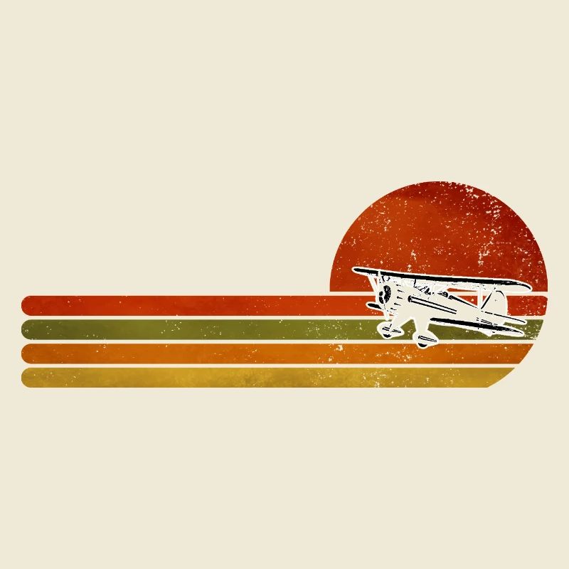 Retro Airplane Sunset Stripes