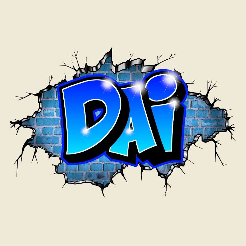 Graffiti DAI Blue Brick Cracks