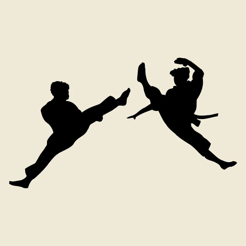 Zwei fliegende Karate-Kick oder Teakwondo-Kick