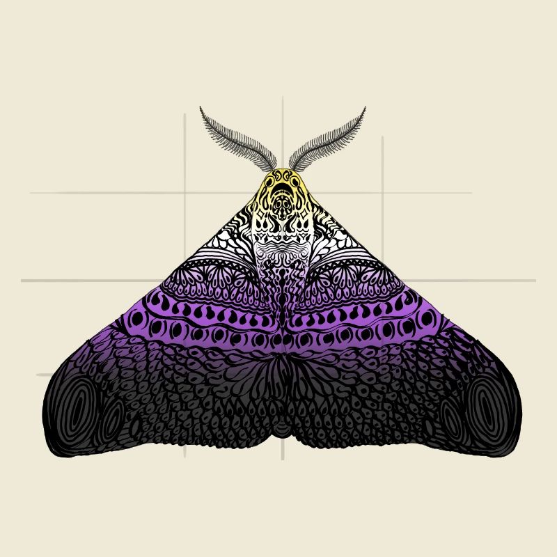 Non Binary Pride Moth Motif A