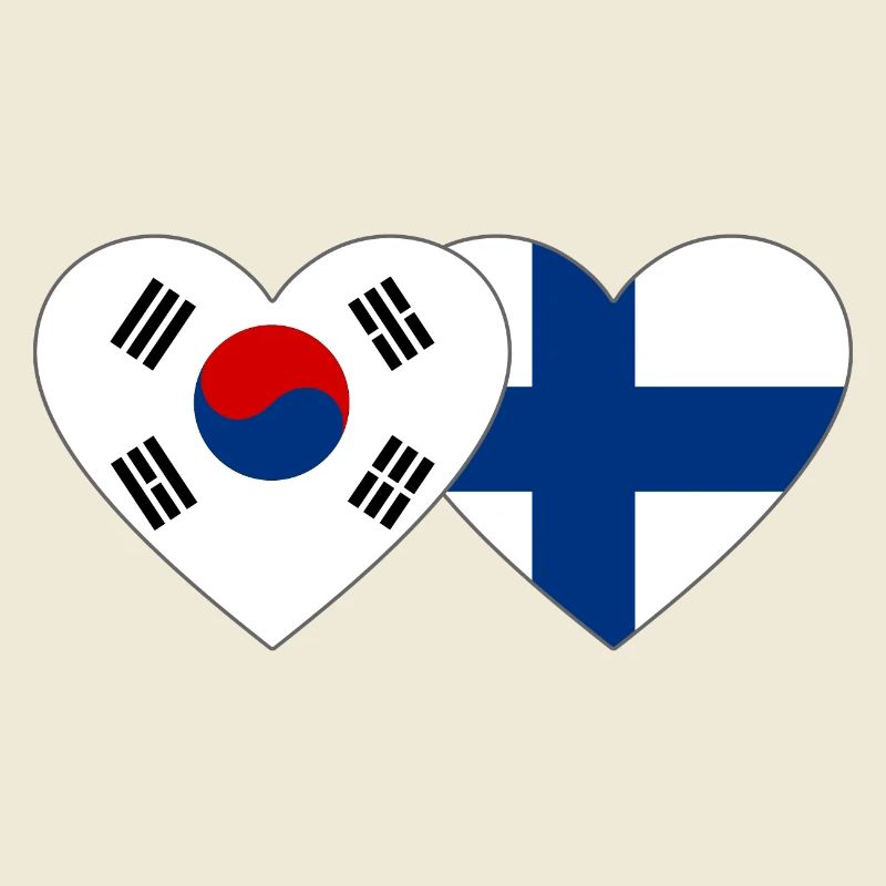 Corée du Sud Finlande Drapeau Coeur
