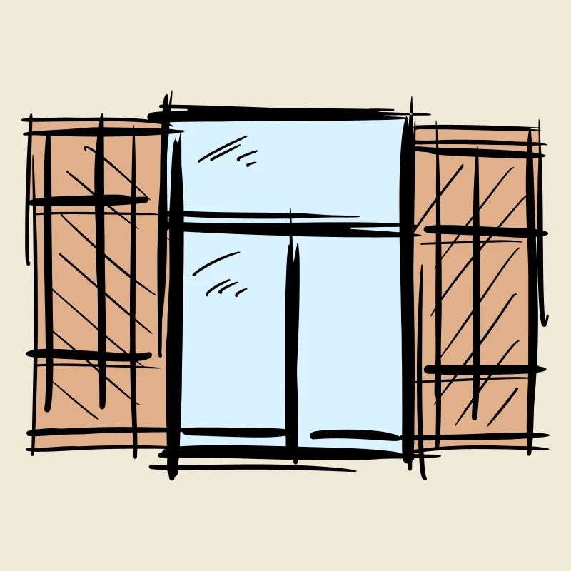 Old Window with Shutters Hinged Shutters Drawing