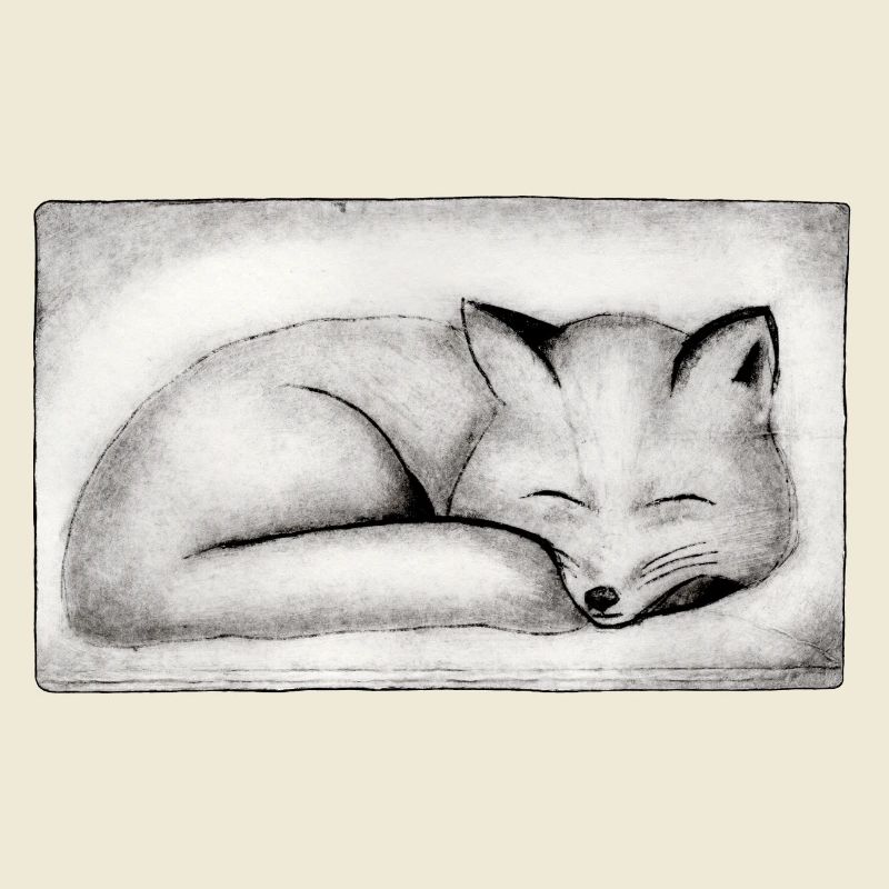 Sleeping Fox - Hand Carved Printable