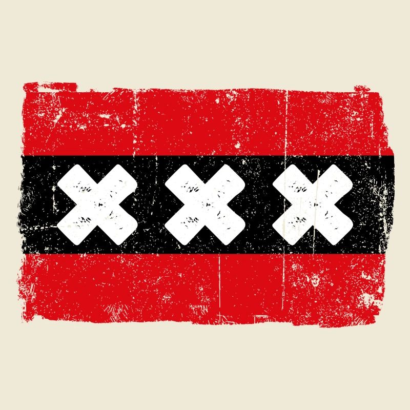 Drapeau à rayures rouges avec X blanc