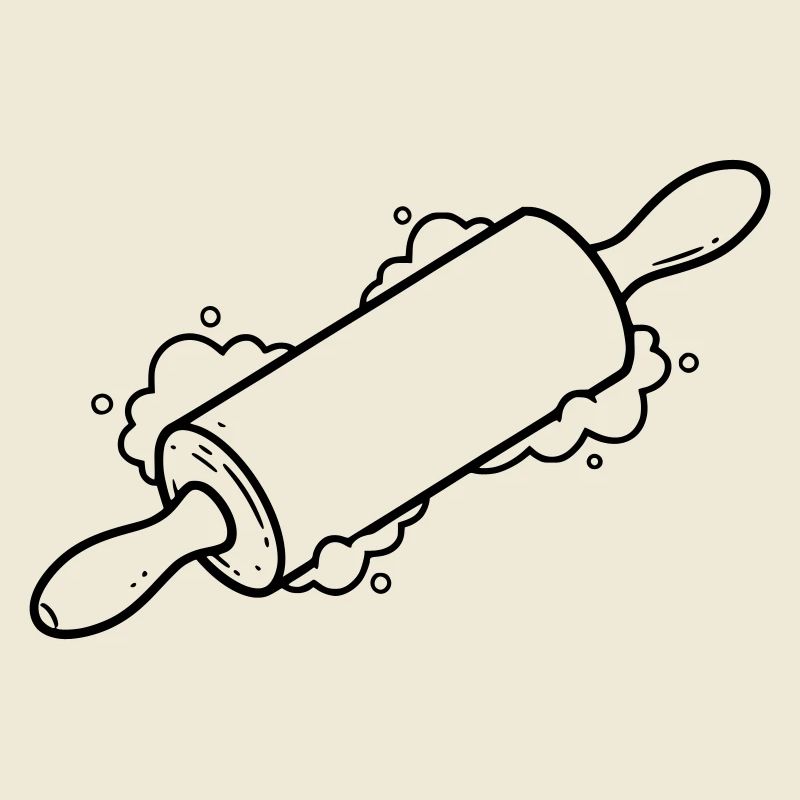 Rolling Pin Baking Roll Flour Outline