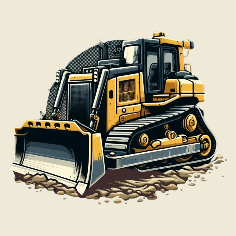 Bulldozer cool construction vehicles on the construction site