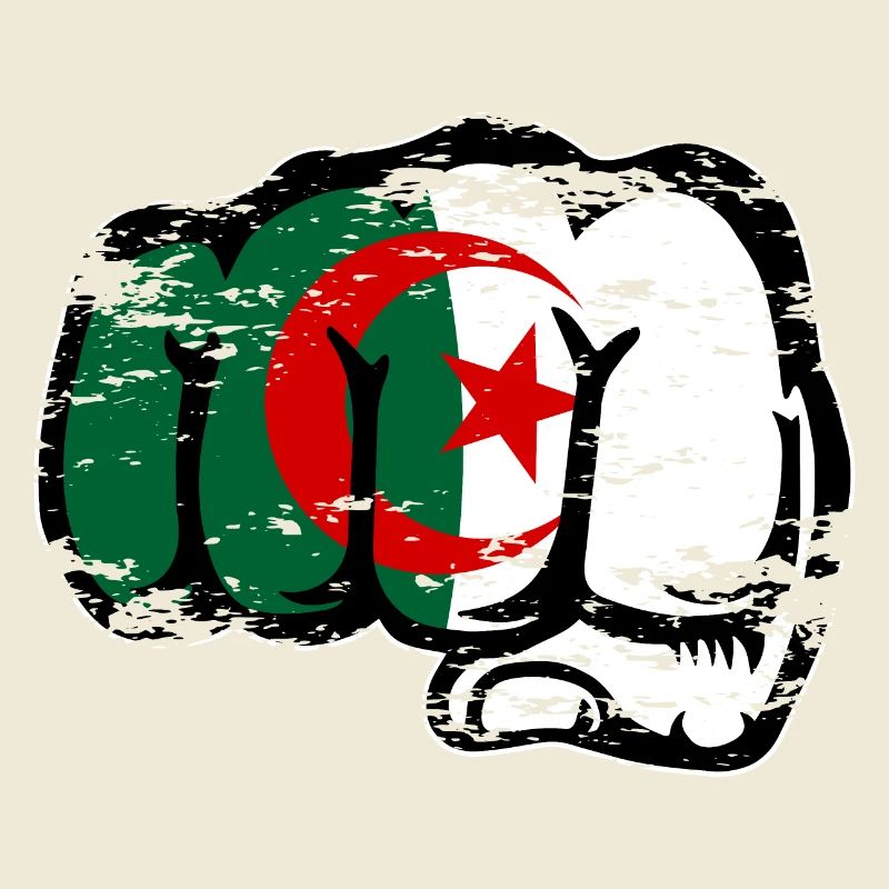 Drapeau de l’Algérie Main Poing Utilisé