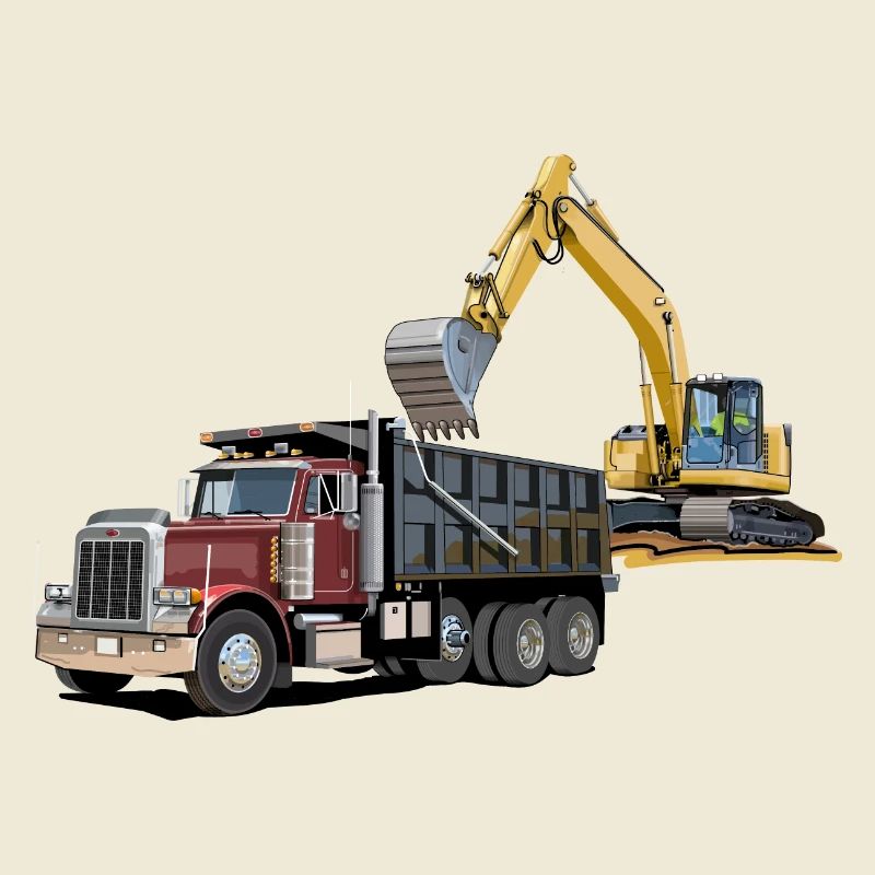 Lastwagen mit Bagger