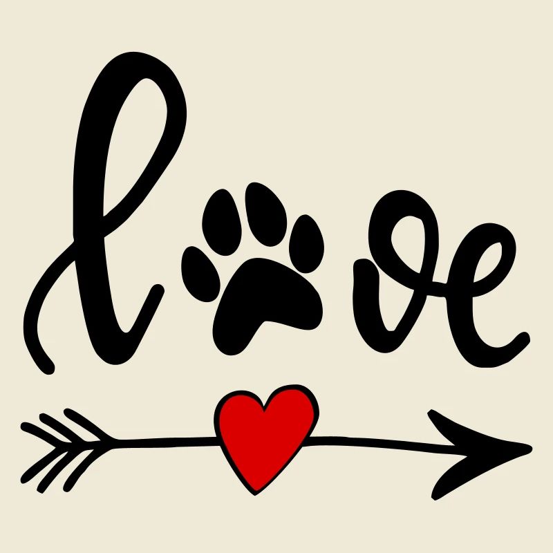 Love mit Hundepfote - Pfeil mit Herz