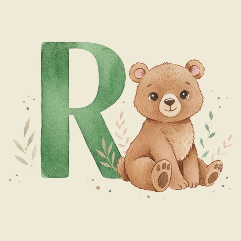 Bär mit Buchstabe R Illustration