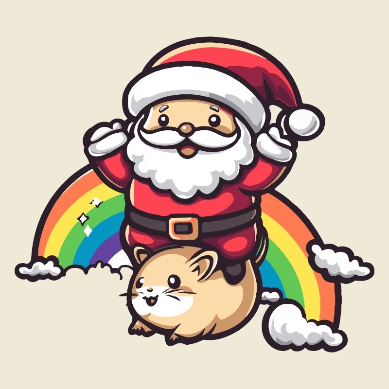 Hamster Weihnachtsmann Regenbogen