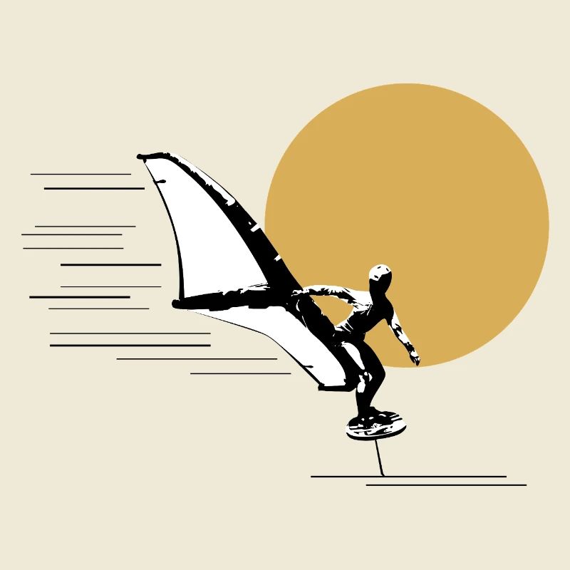 Wingfoiler devant le soleil