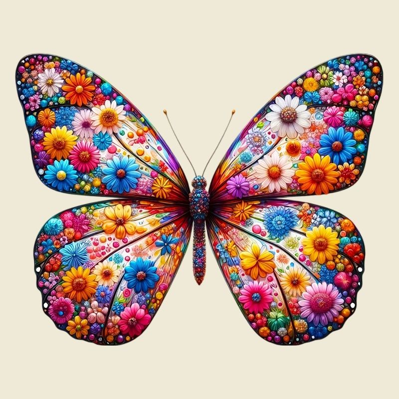 Papillon décoré de fleurs