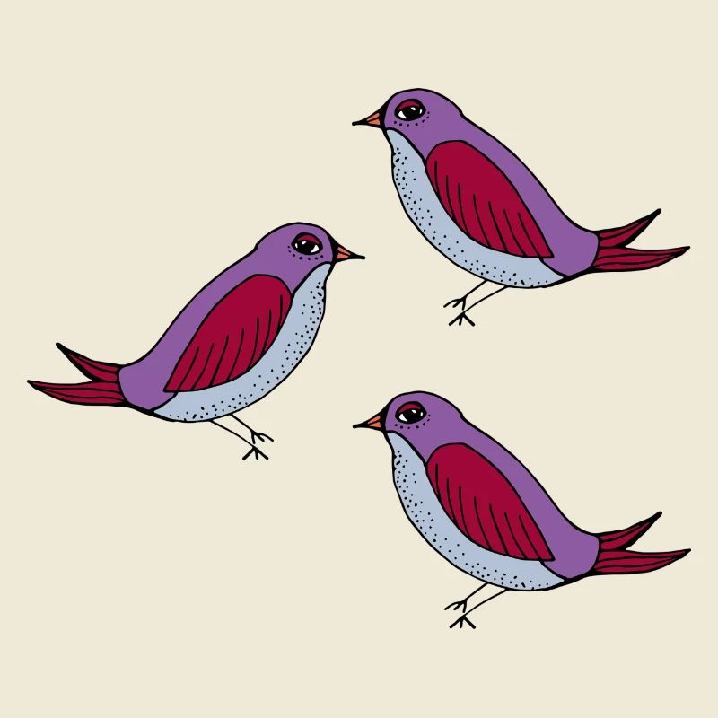 Purple Bird Pattern Trio