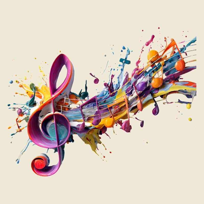Coloured notes with clef