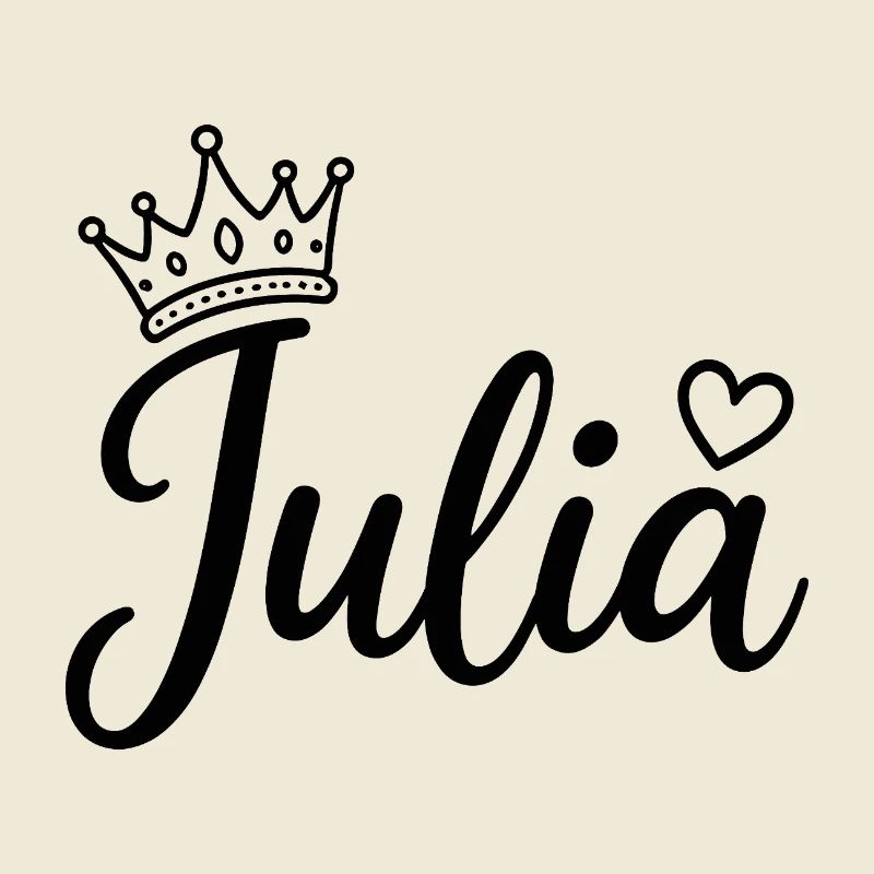 Juliet Name Crown Heart Calligraphy Personalized