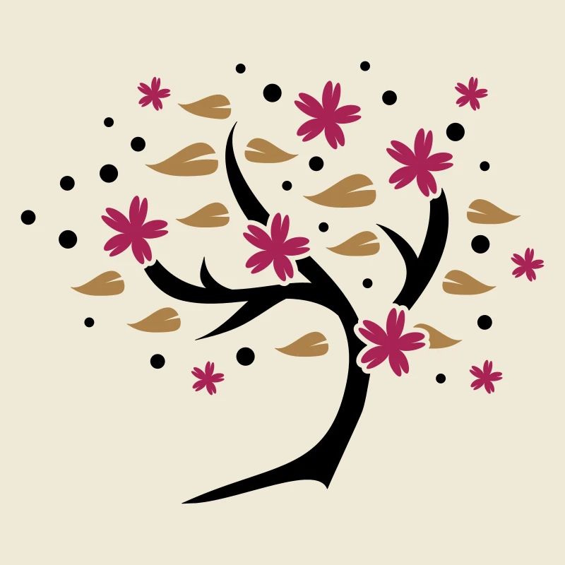 stylized cherry blossom tree in spring