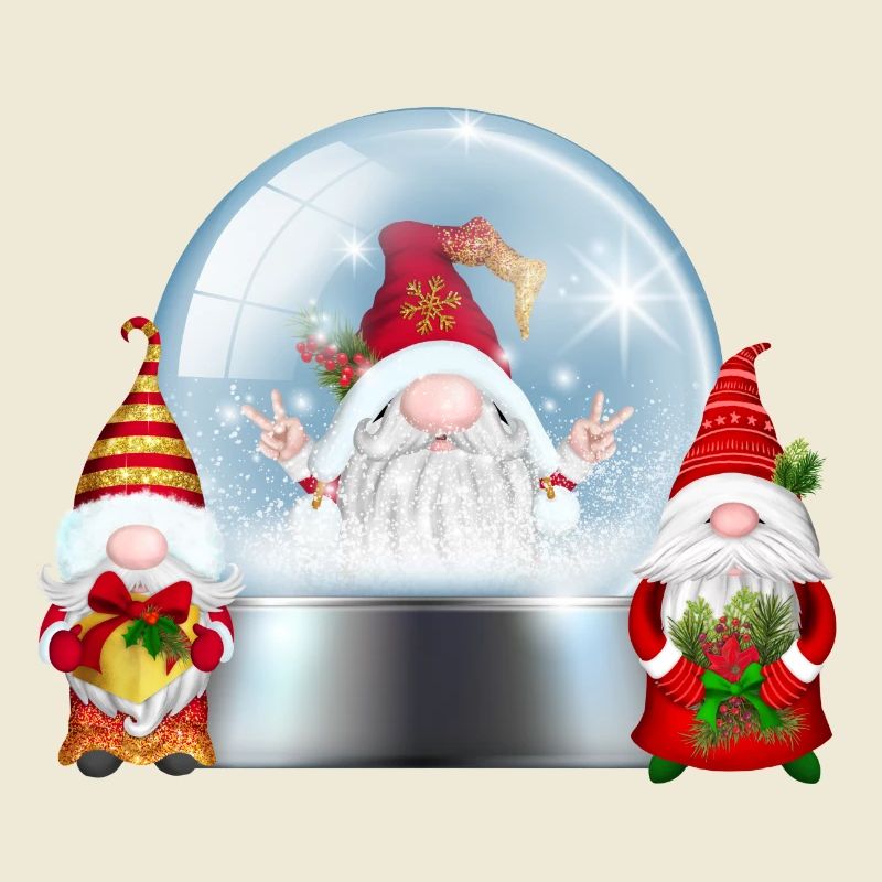 Snowglobe Santa Gnomes Cheer