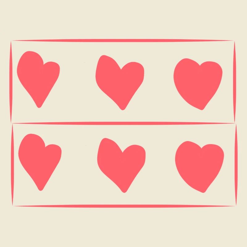 Six Hearts Heart Pink Rectangle Pattern