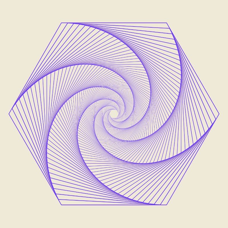 Spiral in hexagonal pattern