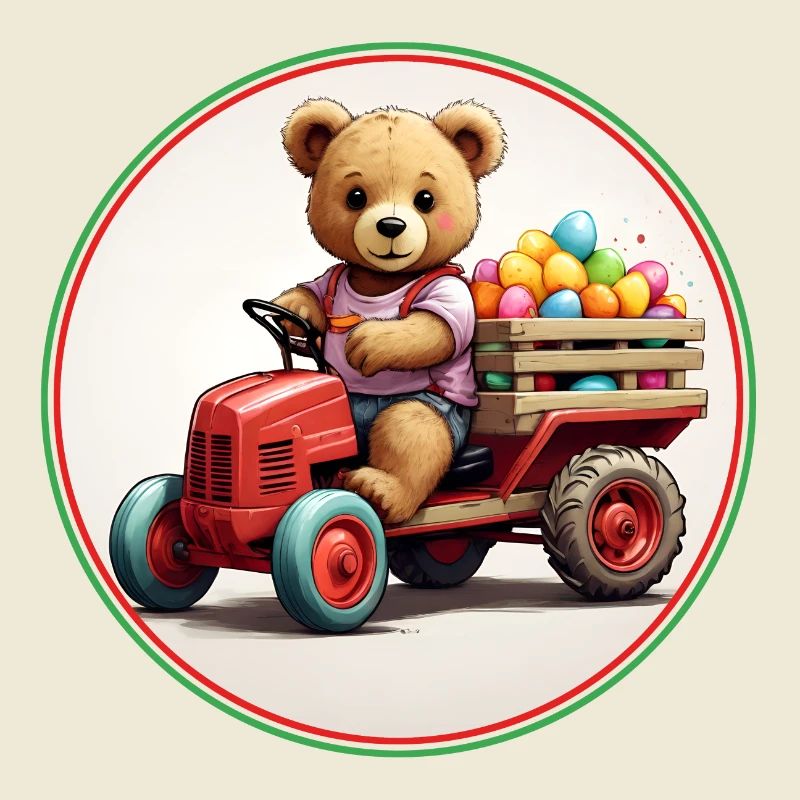 funny easter teddy bear brings eggs in easter mobile