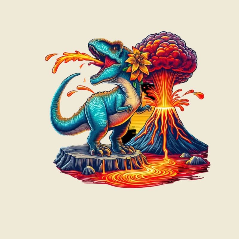 Éruption du volcan Dino avec fleur