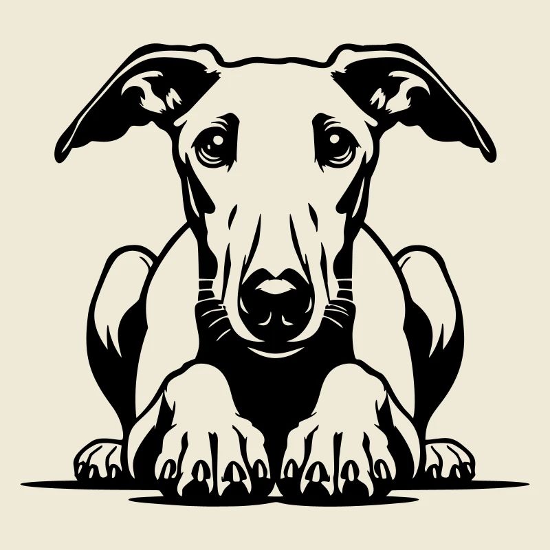 Tête de whippet avec pattes