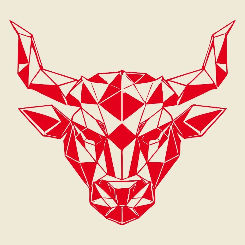Roter Low-Poly Stierkopf