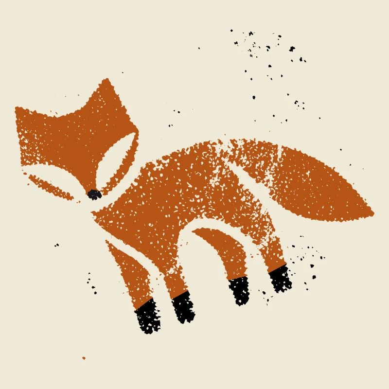 Rustic fox in stamp look