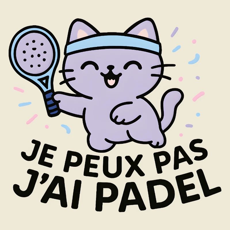 Chat Padel Rieur à Bandeau Bleu