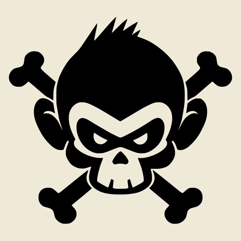 Skull monkey with crossed bones