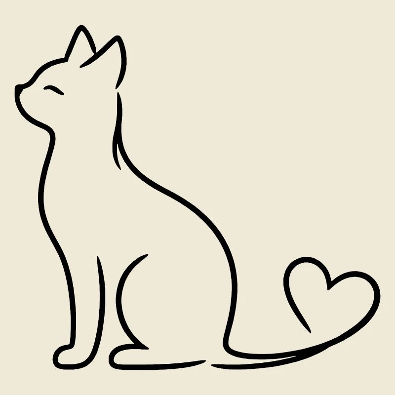 Chat élégant à queue de cœur | Ligne Minimal Love Ar