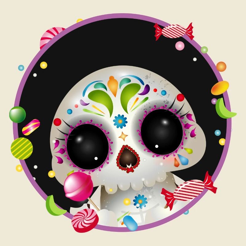 Cute Sugar Skull in candy frame