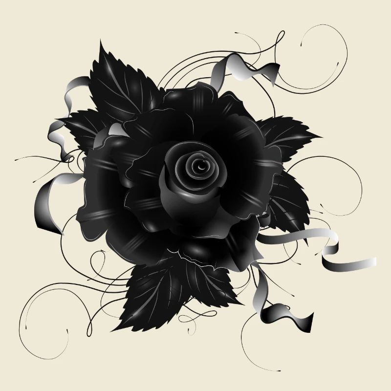 schwarze Gothic Rose mit dunklen Bändern