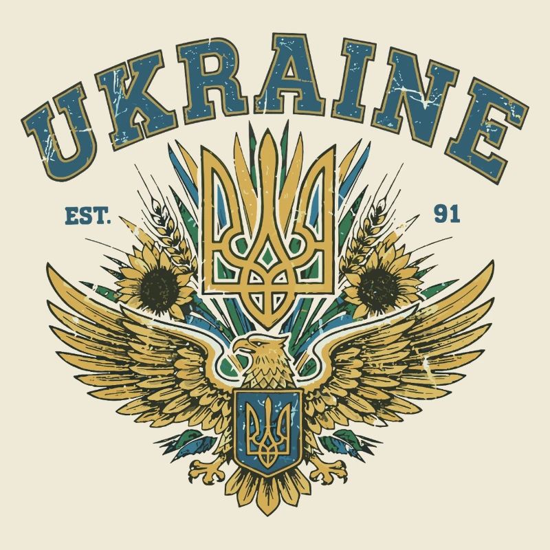 Ukrainian Eagle Crest with Sunflowers