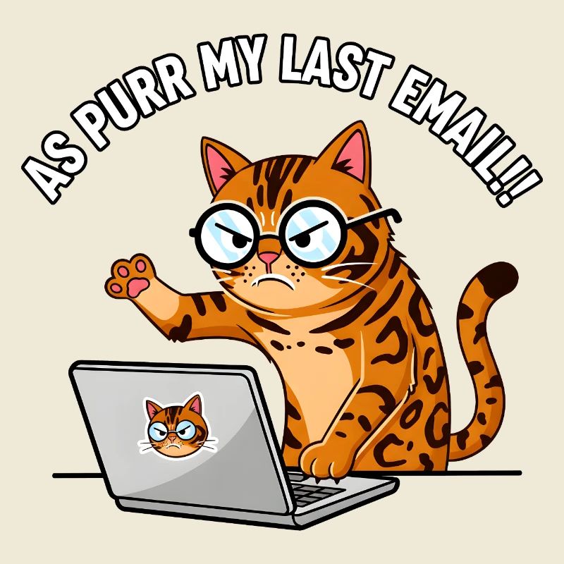 Chat de bureau en colère ronronne Mon dernier e-mail