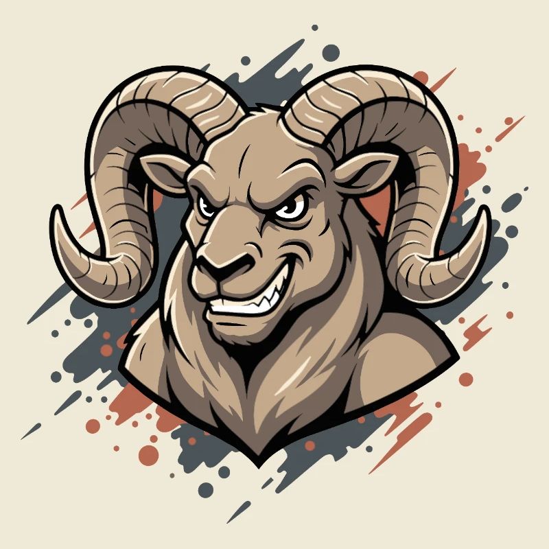 Aggressiver Ram-Maskot