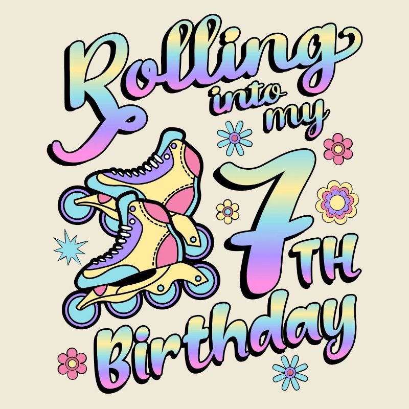Rolling Into My 7th Birthday Roller Skater Inline