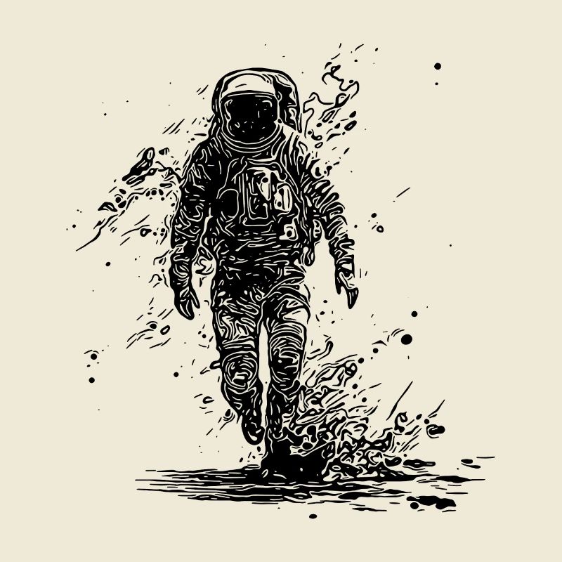 Astronaute cool marche en combinaison spatiale