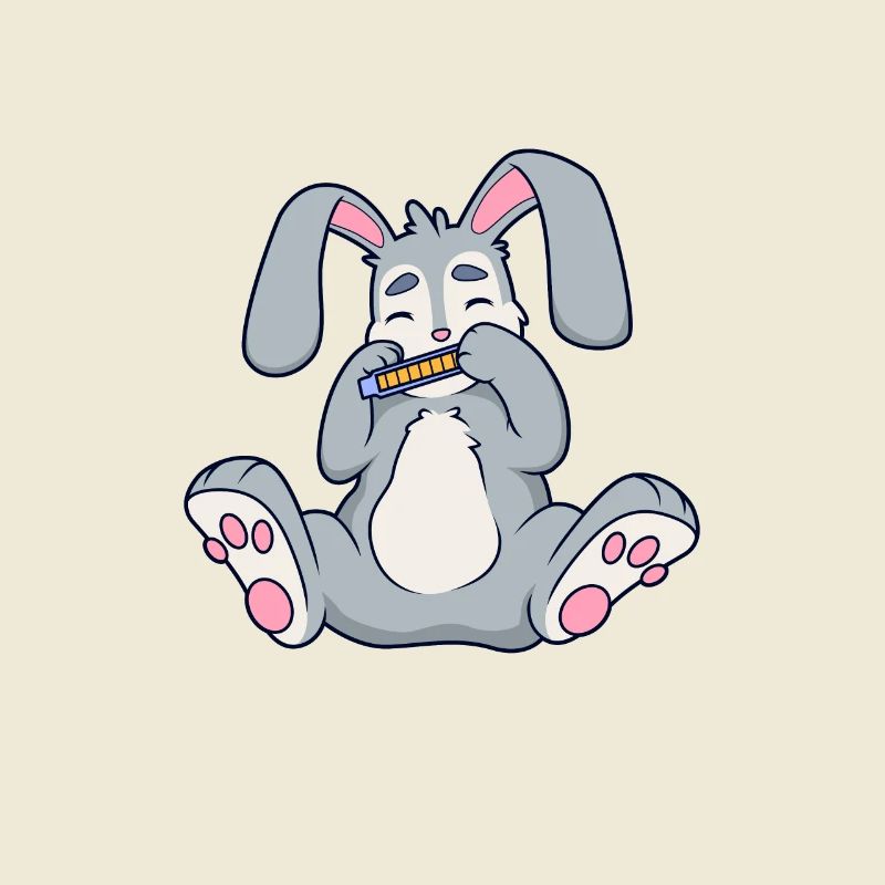 Rabbit plays harmonica